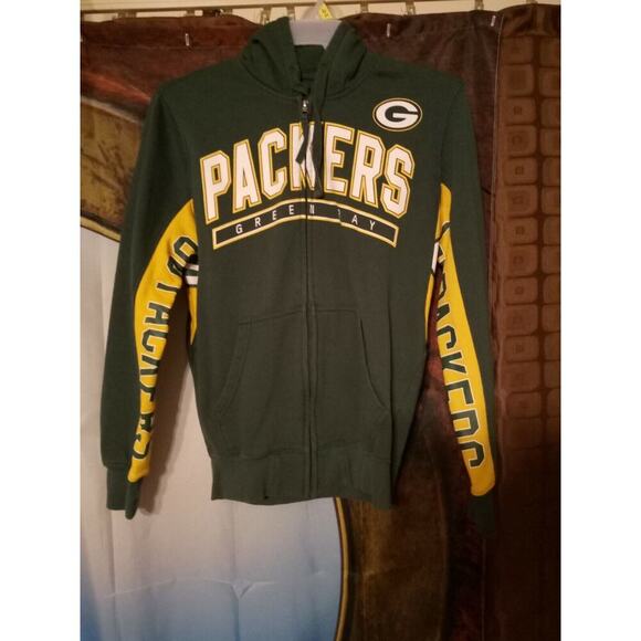 Green Bay Packers Hoodie Sweatshirt NFL Hands High Zip Up Hoodie Small - Picture 6 of 8